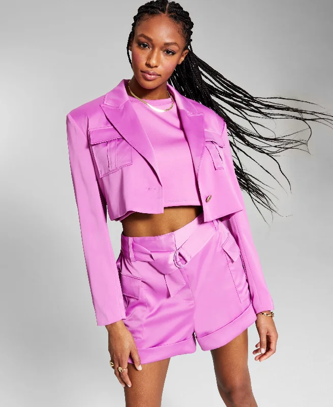 INC International Concepts Jeannie Mai X Inc Womens Cropped Utility Blazer Women's Banquet Suit
