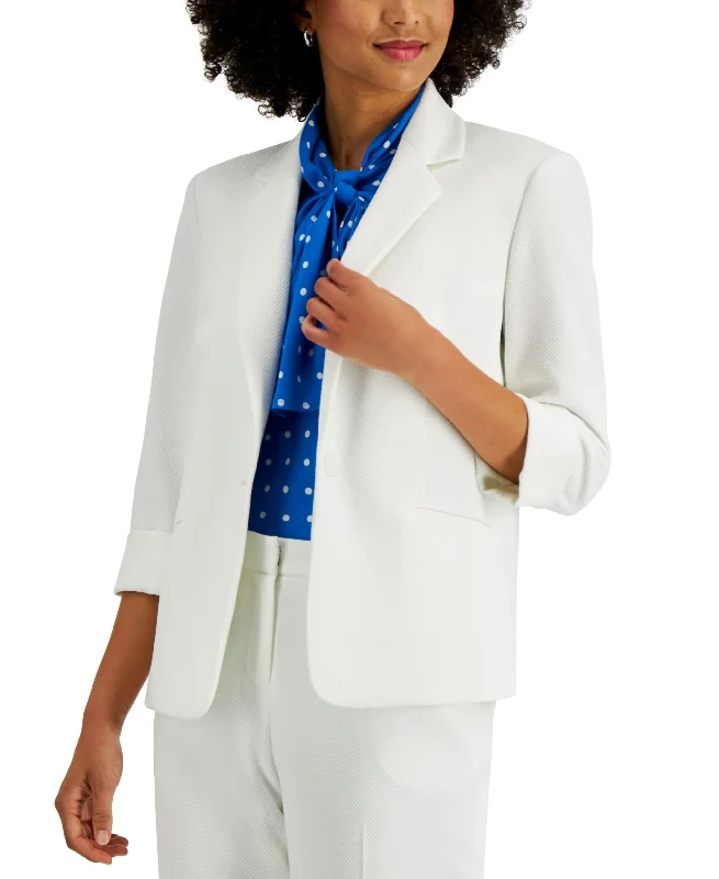 Kasper One Button Rolled Sleeve Blazer Women's Radiation Jacket