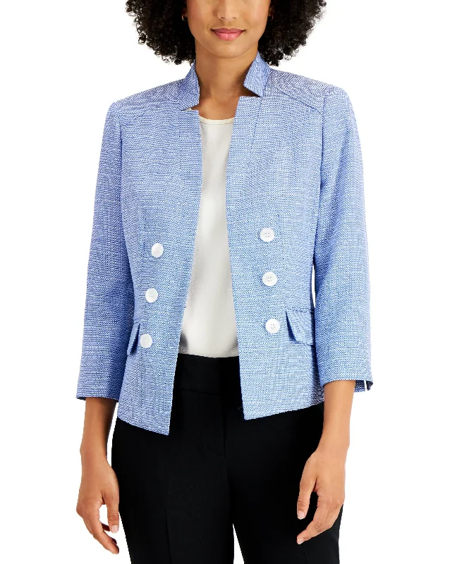 Kasper Stand Collar Open Front Blazer Women's Vintage Suit