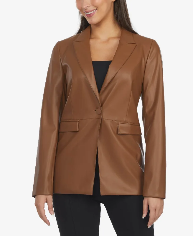 Laundry By Shelli Segal Womens Leather Blazer Women's Trendy Jacket