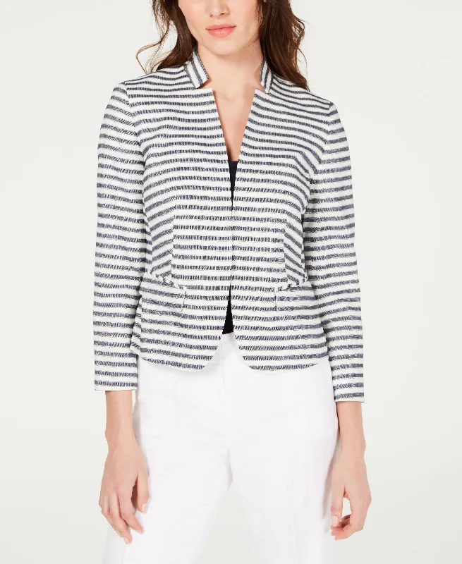 Nine West Striped Kiss Front Blazer Women's Daily Blazer