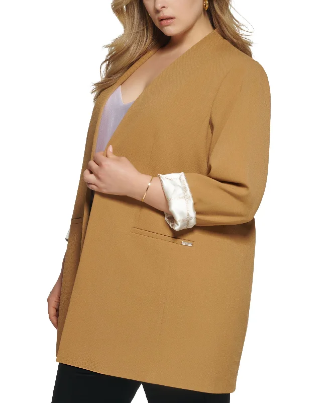 Plus Size Lux Roll-Tab Blazer Silk Women's Blazer