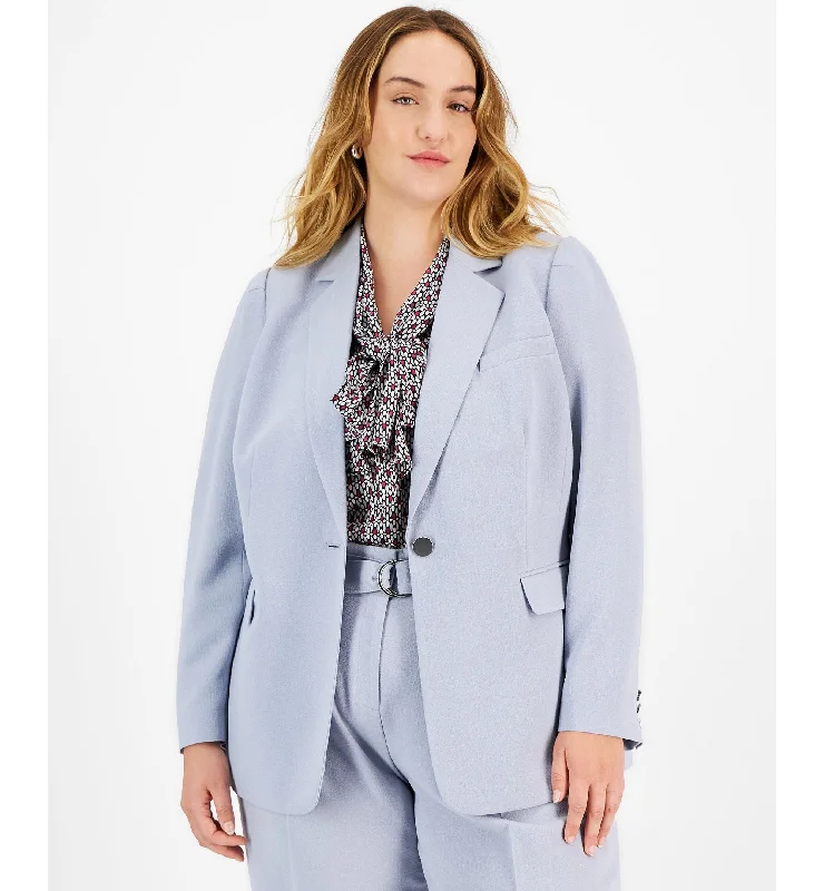 Plus Size Textured Crepe Single-Button Blazer Women's Fashion Blazer