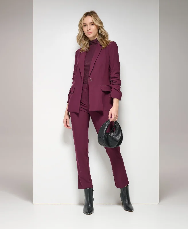 Ruched Sleeve One Button Blazer Women's Handmade Blazer
