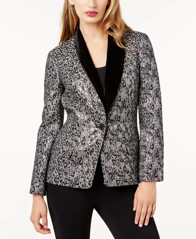 Sb By Sachin Babi Velvet Trim Metallic Blazer Women's Trendy Blazer