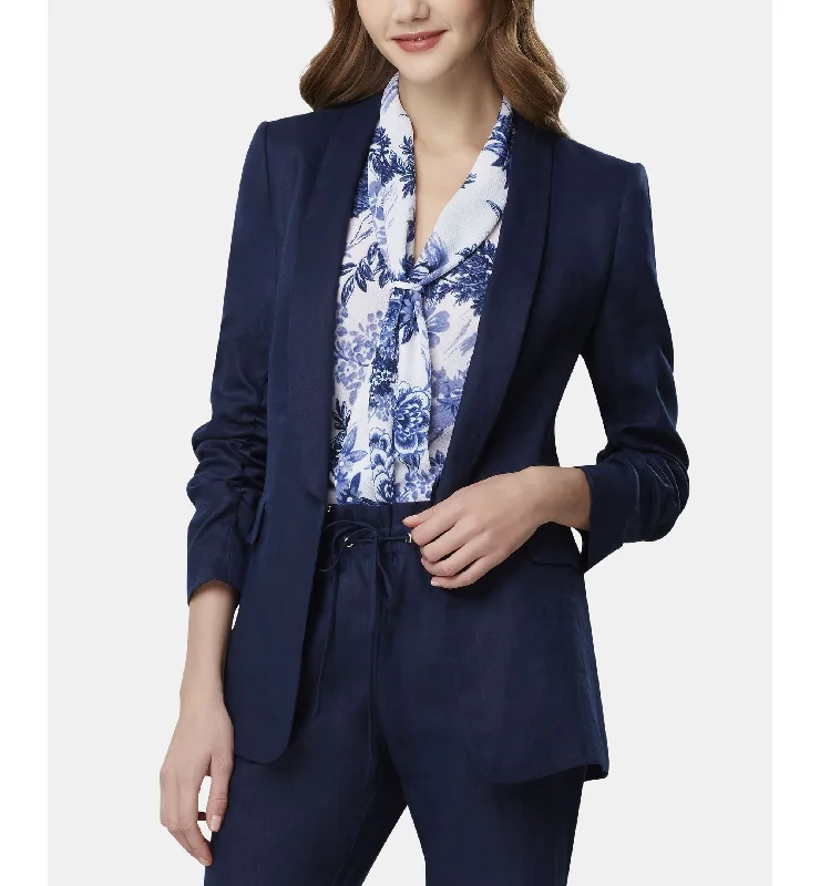 Tahari Asl Ruched Sleeve Shawl Lapel Blazer Women's Vintage Jacket