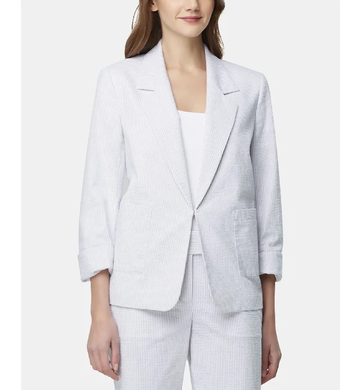 Tahari Asl Seersucker Kiss Front Blazer Women's Unique Blazer