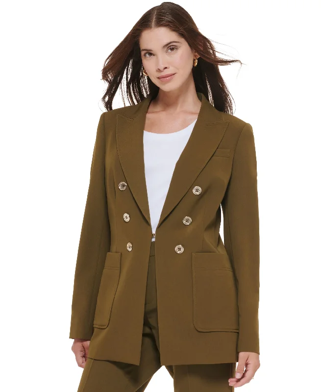 Tommy Hilfiger Womens Double Breasted Blazer Women's Trench Blazer