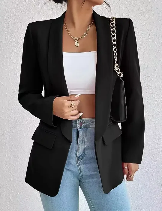 (Buy 1 Get 1) Women Solid Color Casual Lapel Long Sleeve Blazer Coat Women's Premium Blazer
