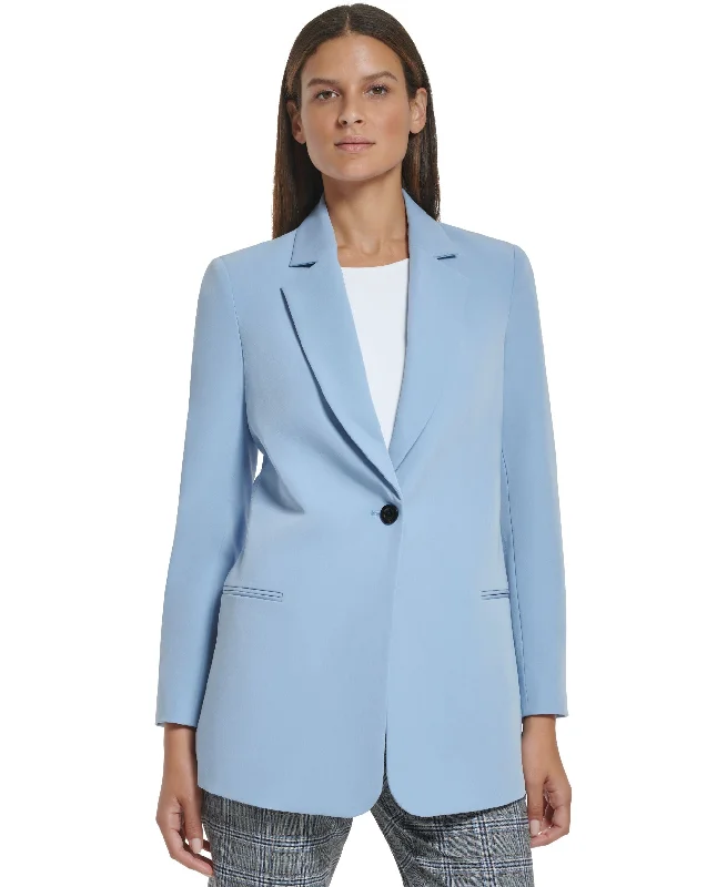 Women's Long Single-Button Blazer Women's Solid Blazer