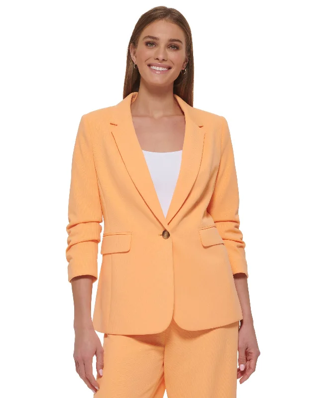 Women's Ruched-Sleeve One-Button Blazer Women's Premium Blazer