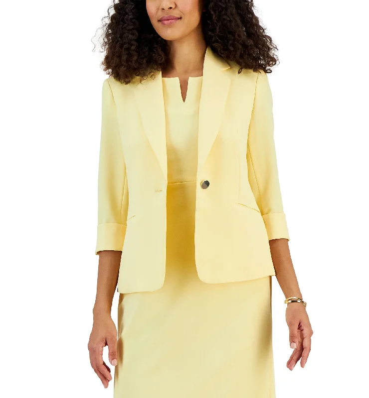 Women's Single-Button Notched Collar Rolled Sleeve Blazer Women's Luxurious Jacket