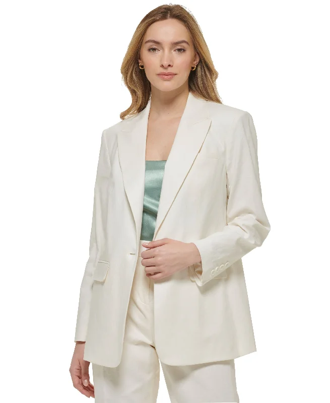 Women's X-Fit Single Button Linen Blend Blazer Women's Trendy Jacket