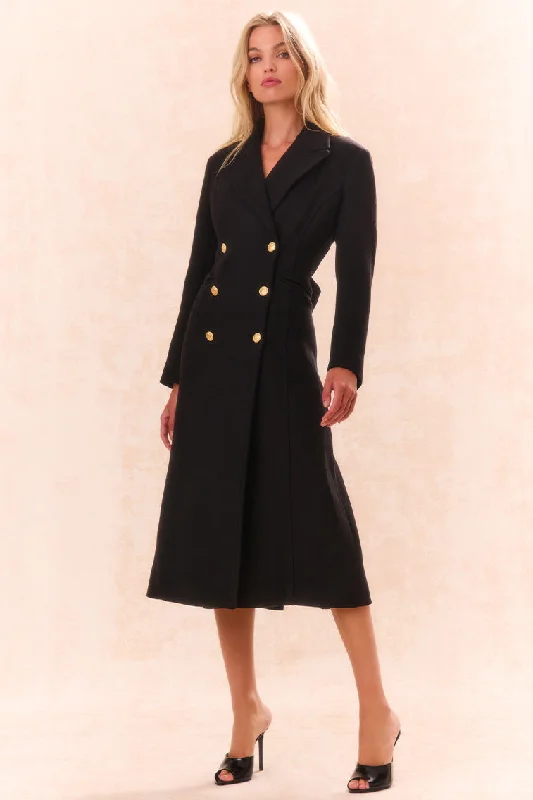 Angeli Wool Military Coat Tweed Herringbone Houndstooth