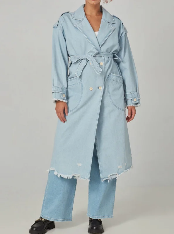AVERY-BO Trench Coat - Blue Opal Cardigan Sweater Pullover