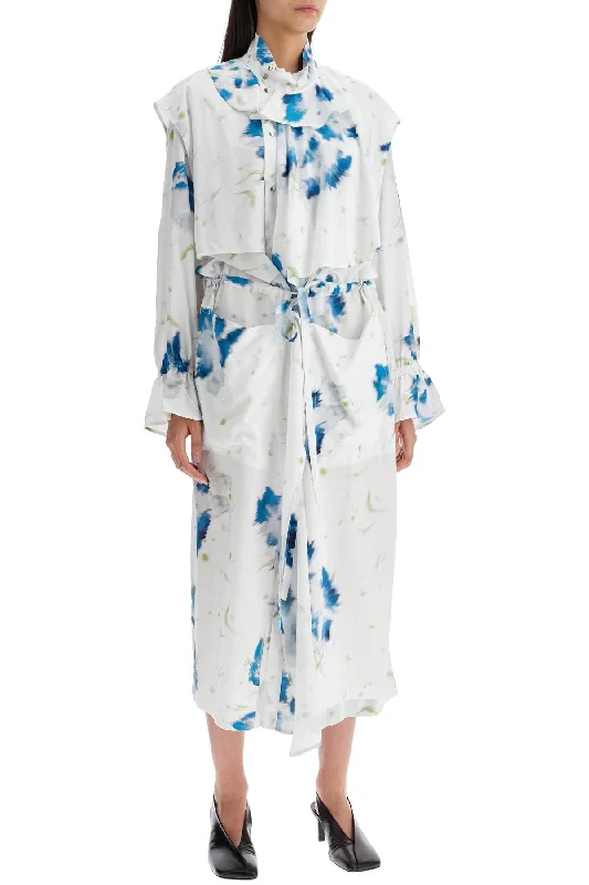Lemaire Printed Dust Coat With Cape Sequined Lace Ribbed