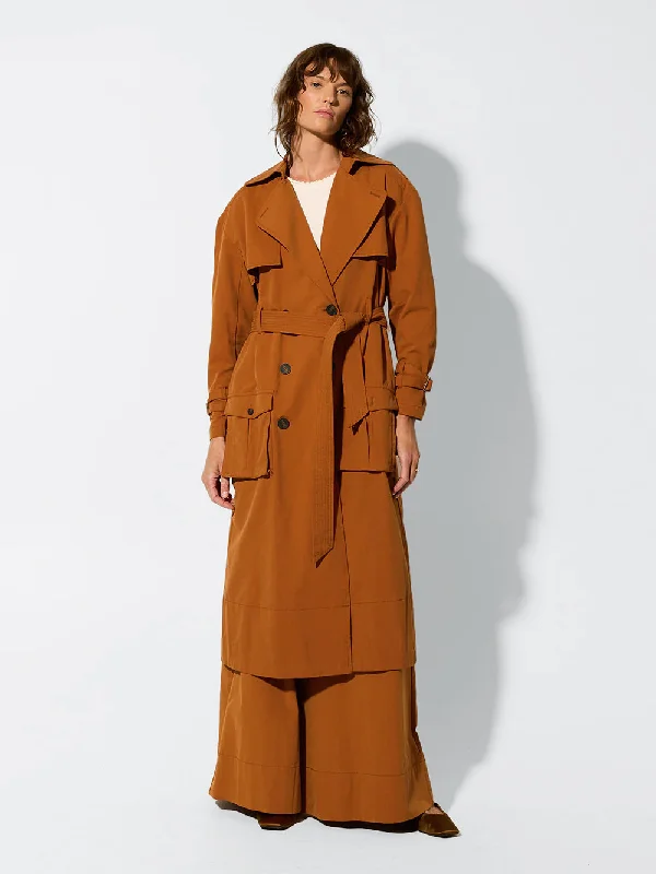 Carolina Trench Coat Pleated Ruffled tiered