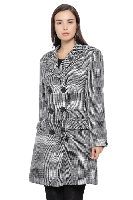 Checkered Long Coat Chenille Brocade Lace