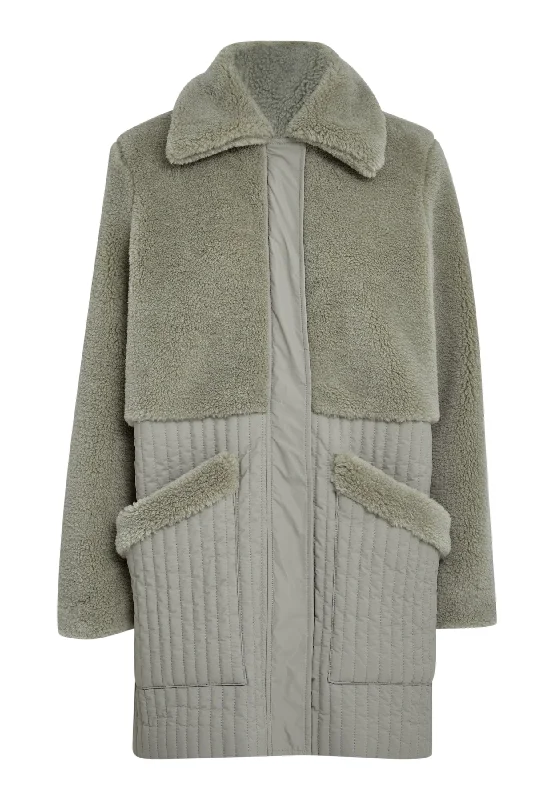 DSReina Teddy Coat - Laurel Oak Striped Polka Dot Solid