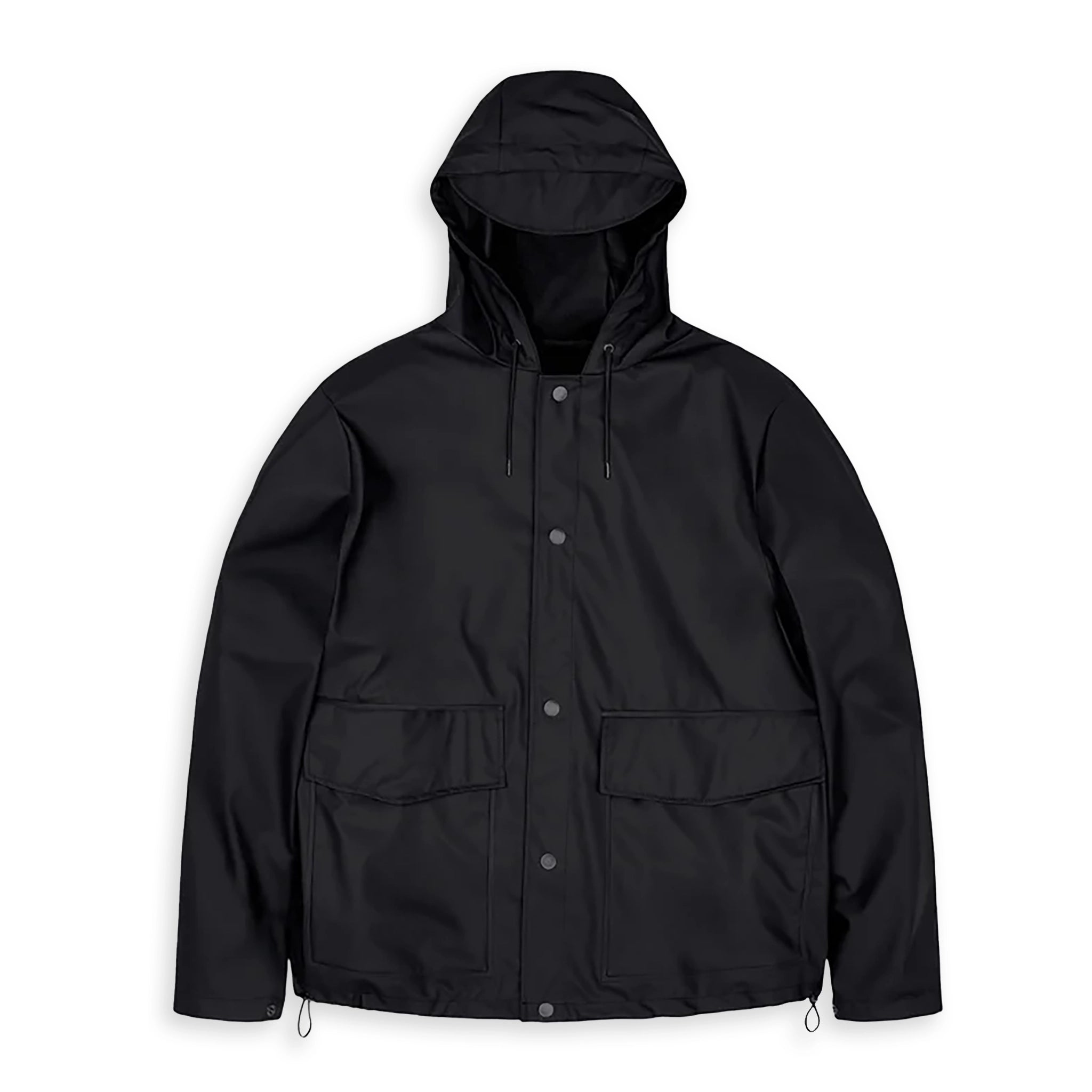Waterproof Short Hooded Coat - Black Kimono Robe Cloak