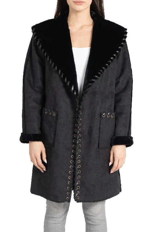 Talita Faux Suede/Fur Coat Trench Wool Cashmere