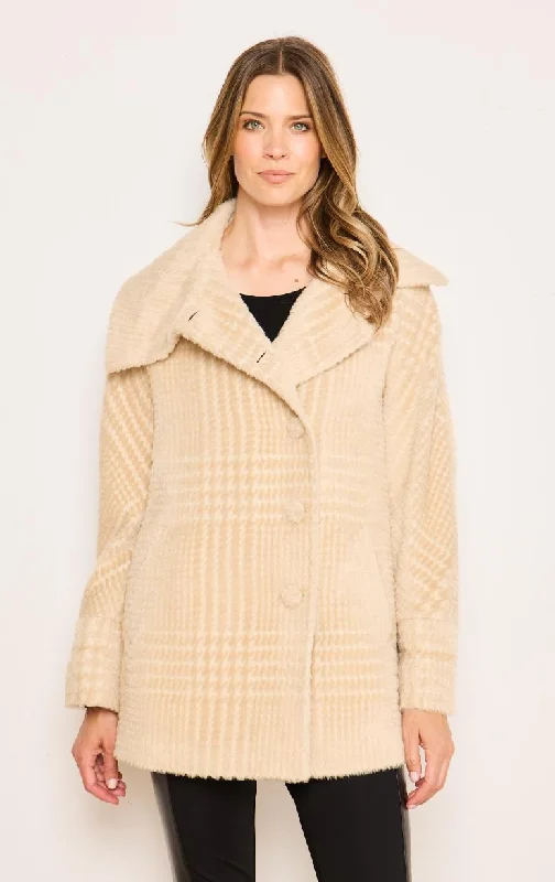 Tardia- Glen Check 7/8s Coat Herringbone Houndstooth Plaid