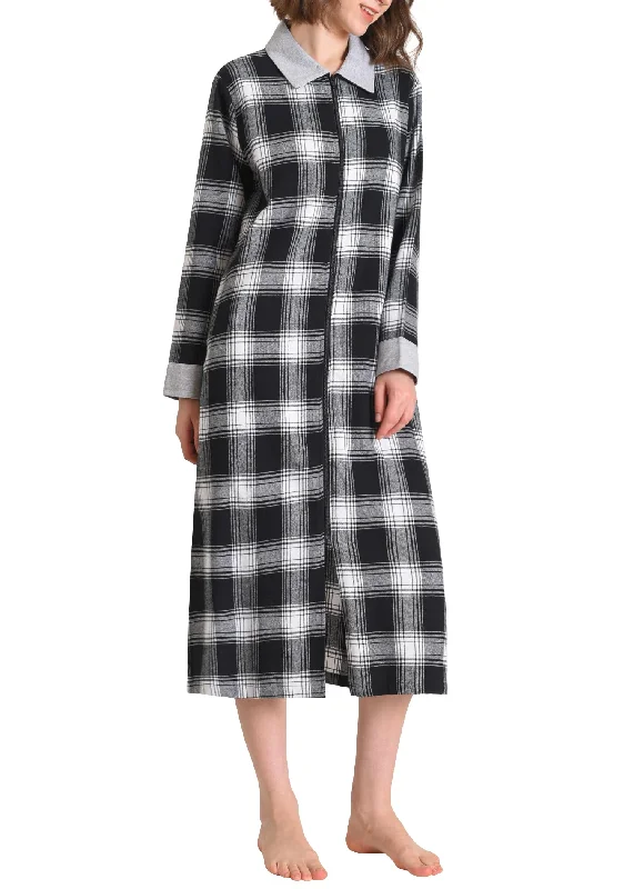 Women's Cotton Flannel Zip Up Robe Zipper Front Housecoat with Pockets Houndstooth Jacket Shearling Jacket Fleece Jacket Women's Cotton Flannel Zip Up Robe Zipper Front Housecoat with Pockets Houndstooth Jacket Shearling Jacket Fleece Jacket
