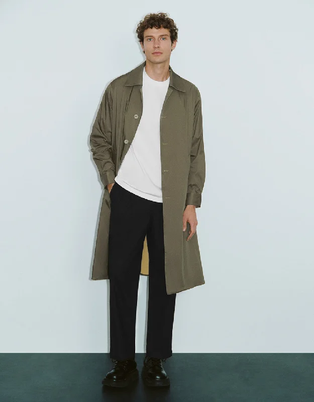 A-Line Trench Coat Rayon Velvet Corduroy