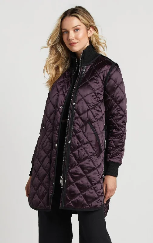 Adroit - 7/8's Quilted Coat Zip Front Button Front Snap Front