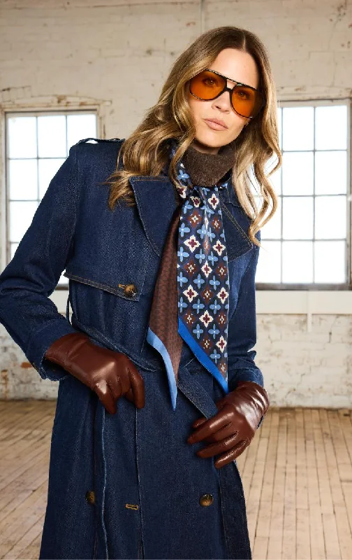 Adroit - Denim Trench Coat Front Pockets Side Pockets Patch Pockets