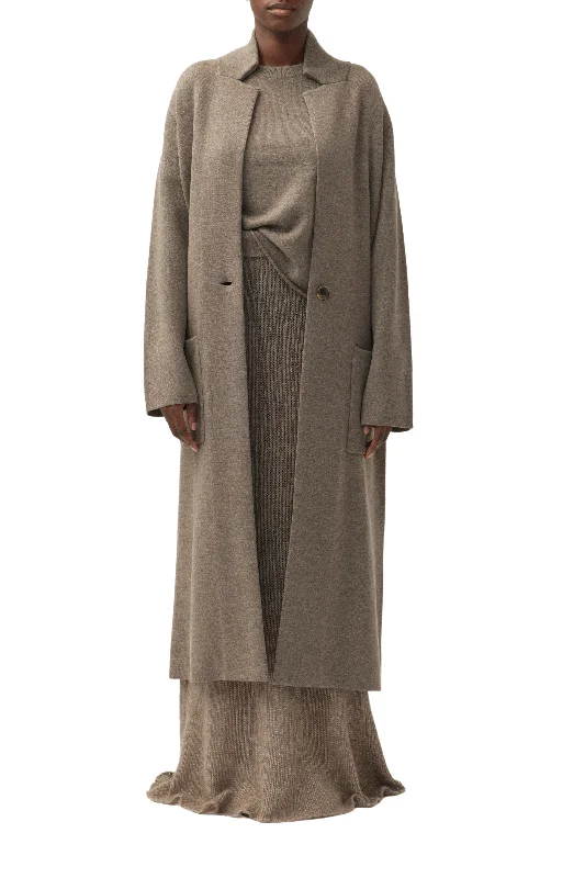 Amie Brown Cashmere Coat Denim Leather Suede