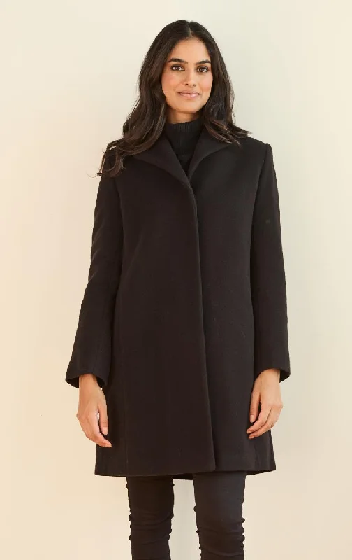 Barrington's - Winged Collar Coat Welt Pockets Slit Pockets Flap Pockets
