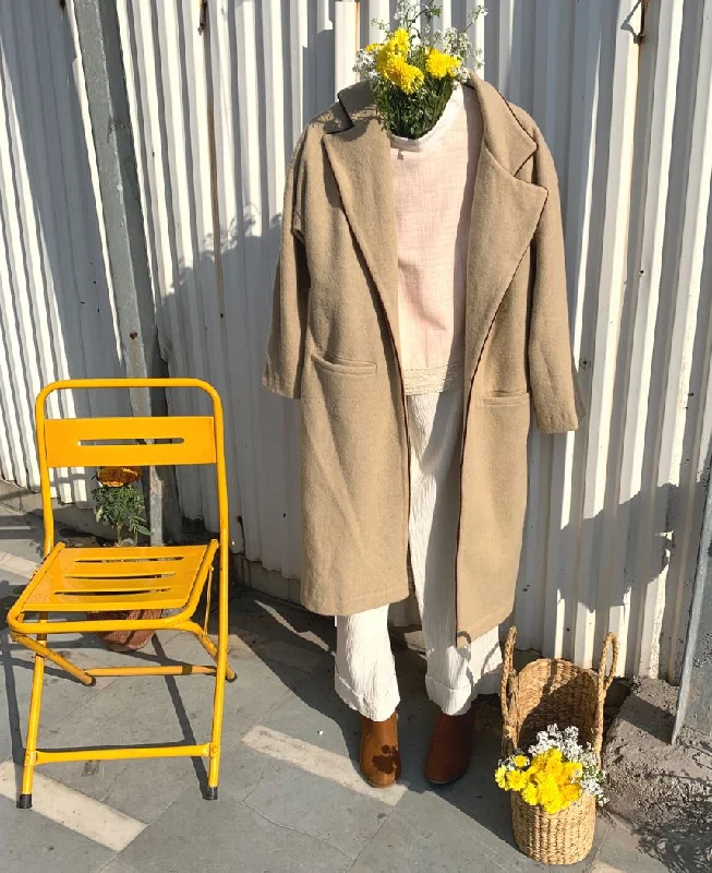 Beige Overcoat Houndstooth Coat Plaid Coat Tartan Coat