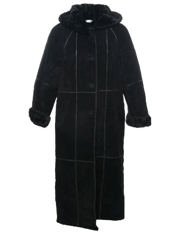Black Suede Coat - S Sleeveless Short Sleeve Long Sleeve