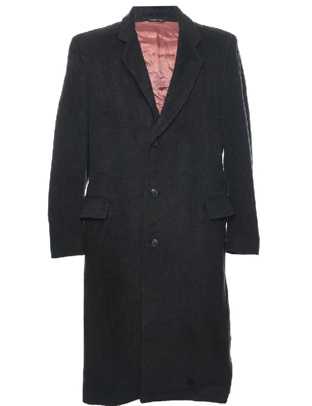 Black Wool Coat - L Kimono Robe Cloak
