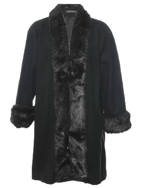 Black Wool Coat - L Cardigan Sweater Pullover