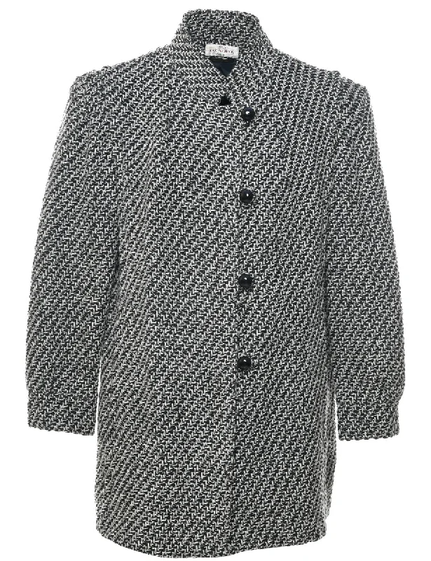 Black Wool Coat - L Turtleneck Wrap Cape