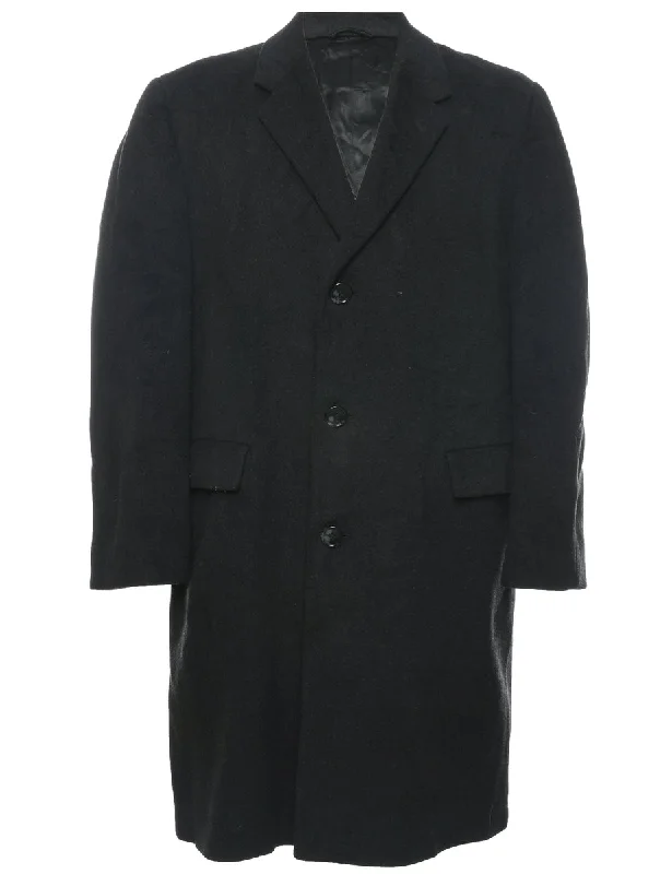 Black Wool Coat - XL Bomber Jacket Denim Jacket Leather Jacket