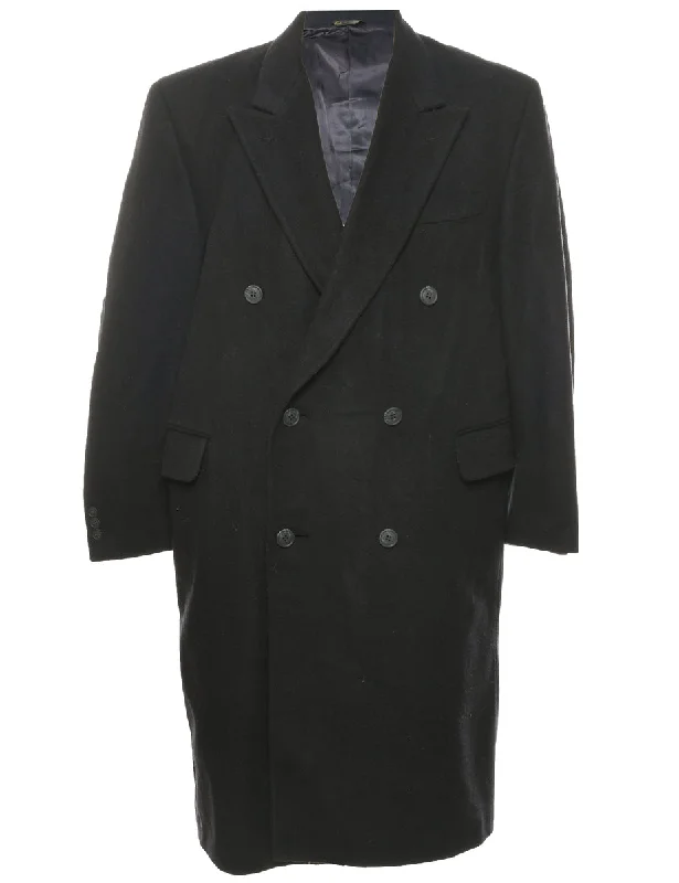 Black Wool Coat - XL Quilted Jacket Anorak Windbreaker