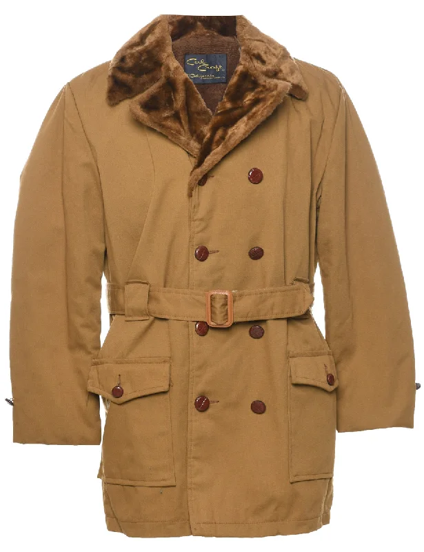 Brown Coat - L Peter Pan Collar Cowl Neck Turtleneck