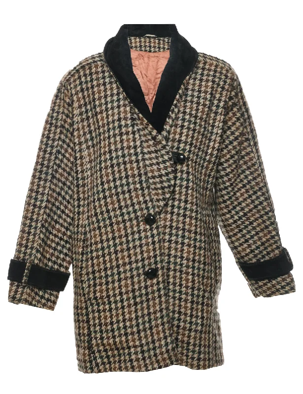 Brown Wool Coat - L Vent Hem Cuff