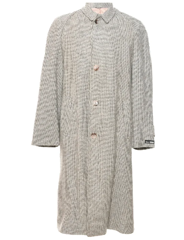 Brown Wool Coat - L Trim Padded Insulated