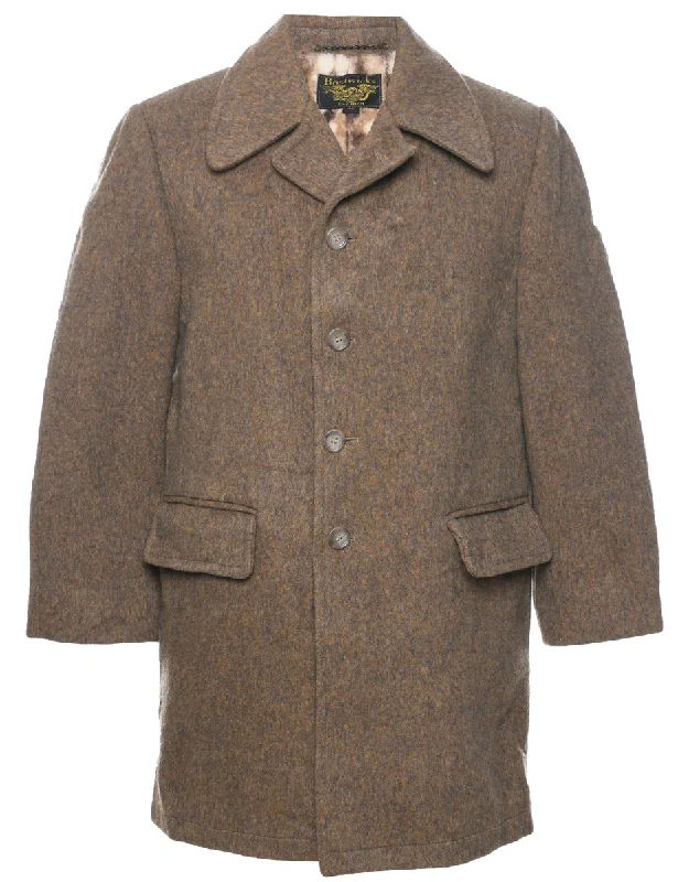 Brown Wool Coat - M Fitted Loose Oversized