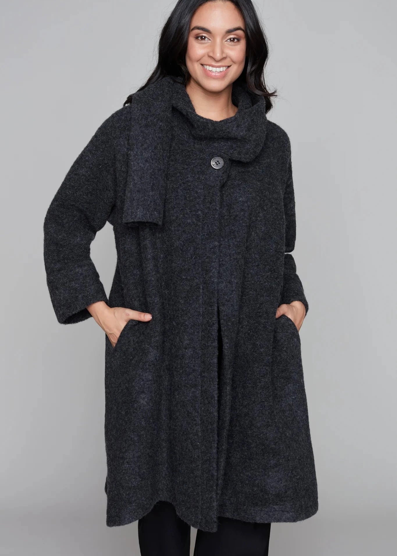 Carre Noir - Swing Coat -SALE Pleated Ruffled tiered