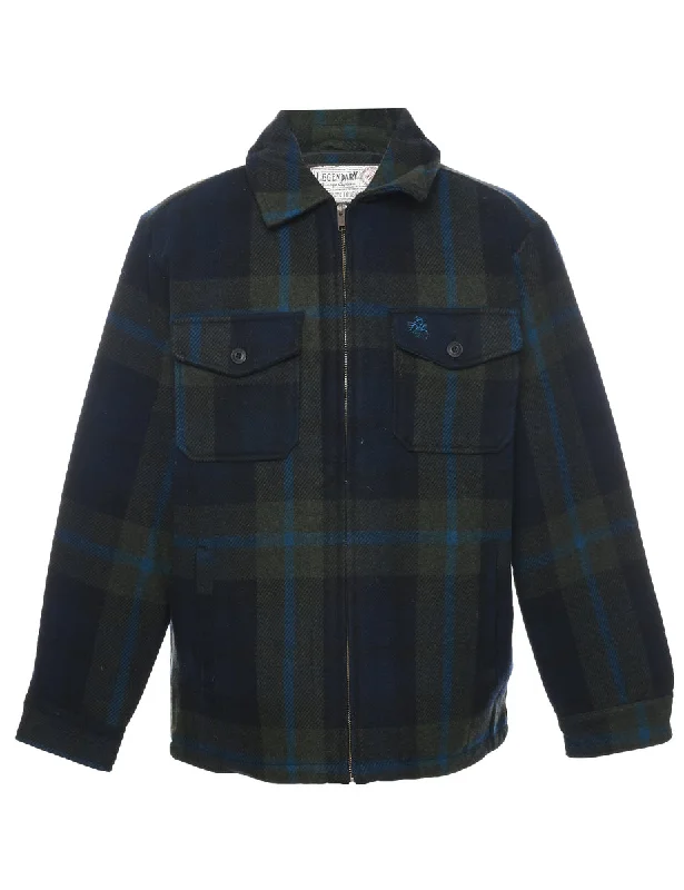Checked Wool Coat - XL Blouse Shirt Tunic