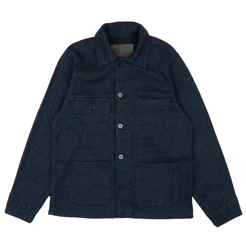 Chore Coat - Yagasuri Denim Asymmetrical Collar Hooded Zippered