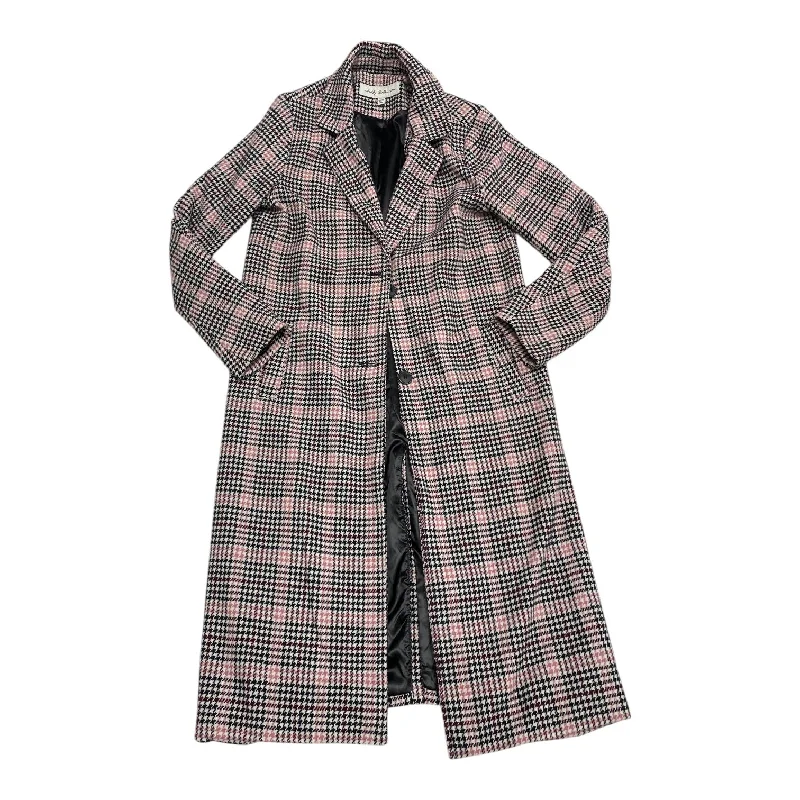 Coat Peacoat By SEBBY COLLECTION  In Black & Pink, Size: M Blouse Shirt Tunic