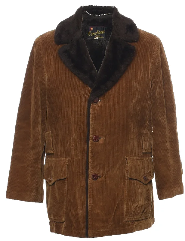 Corduroy Brown Coat - M Trench Raincoat Windbreaker
