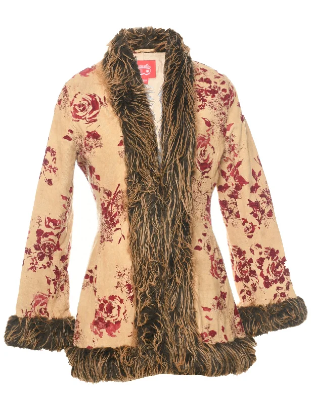 Corduroy Light Brown Coat - M Houndstooth Coat Plaid Coat Tartan Coat