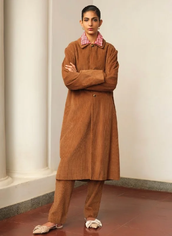 Corduroy Long Coat Anorak Windbreaker Fleece